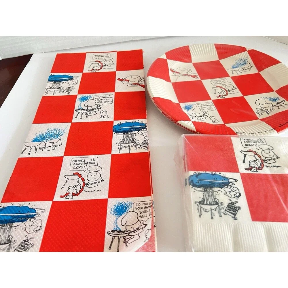 Vintage Ziggy Bar-B-Que Party Set Tablecloth Plates Napkins NOS 1978